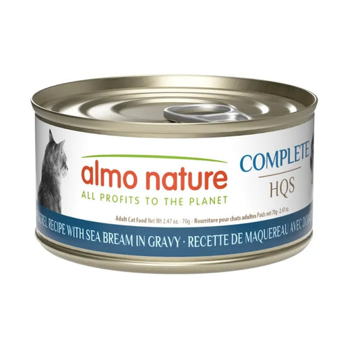 Almo Nature HQS Complete Mackerel Recipe with Sea Bream in Gravy Grain-Free Wet Cat Food, 2.47oz - 24 count