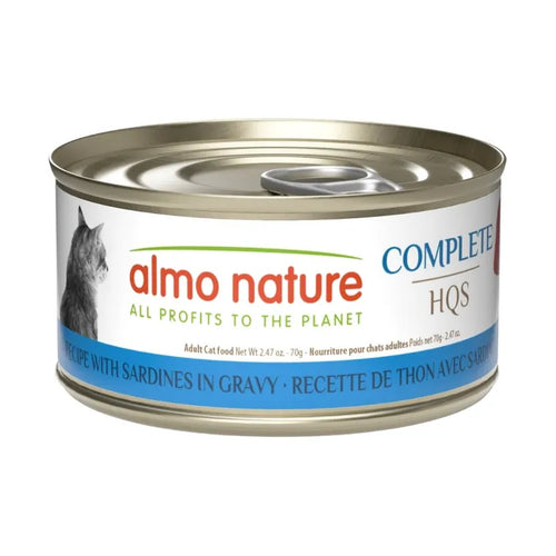 Almo Nature HQS Complete Tuna Recipe with Sardines in Gravy Grain-Free Wet Cat Food, 2.47oz - 24 count