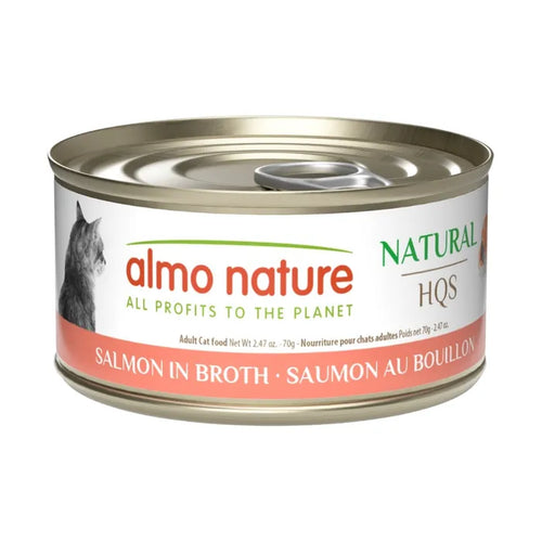 Almo Nature HQS Natural Salmon in Broth Adult Grain-Free Wet Cat Food, 2.47oz - 24 count