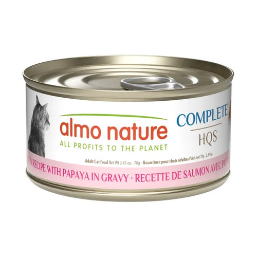 Almo Nature HQS Complete Salmon Recipe with Papaya in Gravy Grain-Free Wet Cat Food, 2.47oz - 24 count