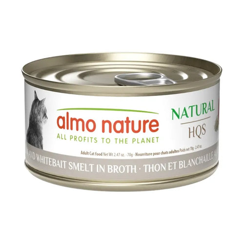 Almo Nature HQS Natural Tuna and Whitebait Smelt in Broth Adult Grain-Free Wet Cat Food, 2.47oz - 24 count