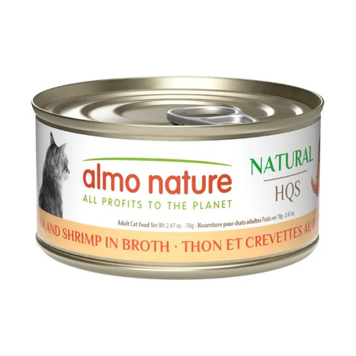 Almo Nature HQS Natural Tuna and Shrimp in Broth Adult Grain-Free Wet Cat Food, 2.47oz - 24 count