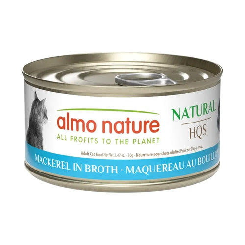 Almo Nature HQS Natural Mackerel in Broth Grain-Free Wet Cat Food Can, 2.47oz - 24 count