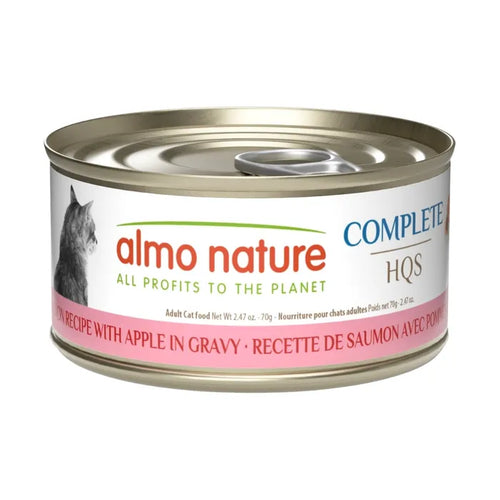 Almo Nature HQS Complete Salmon Recipe with Apples in Gravy Grain-Free Wet Cat Food, 2.47oz - 24 count