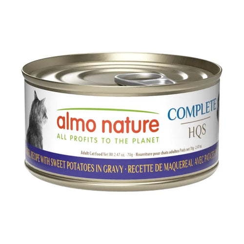 Almo Nature HQS Complete Mackerel Recipe with Sweet Potatoes in Gravy Grain-Free Wet Cat Food, 2.47oz - 24 count