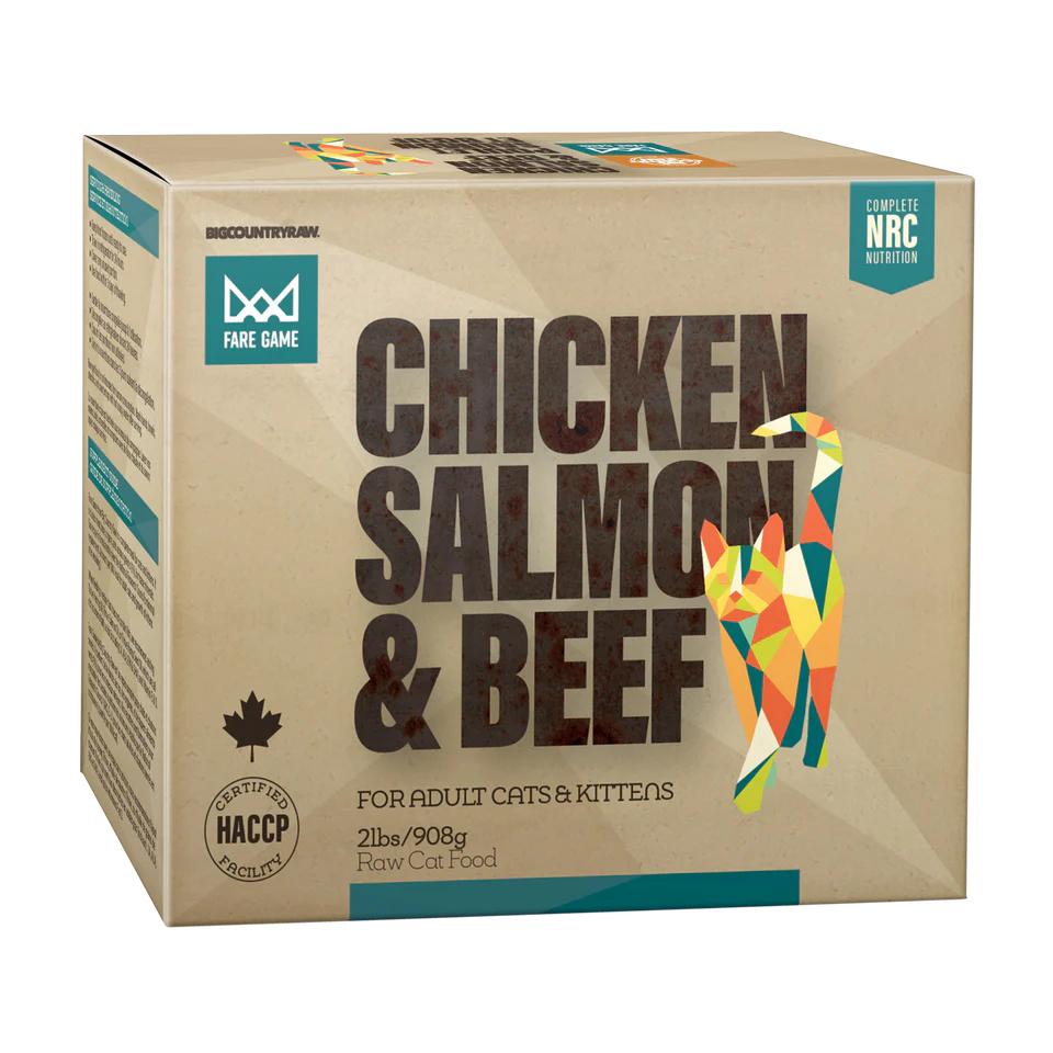 Big Country Raw Fare Game Chicken, Salmon and Beef Frozen Cat Food, 2-lb