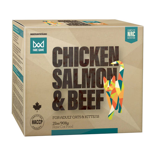 Big Country Raw Fare Game Chicken, Salmon and Beef Frozen Cat Food, 2-lb