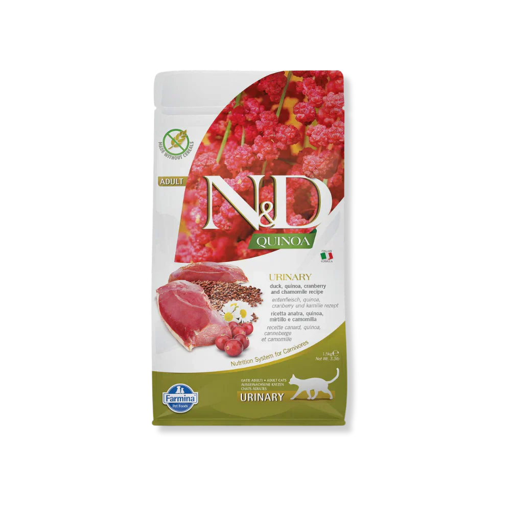 Farmina NandD Quinoa Urinary Duck Dry Cat Food bag