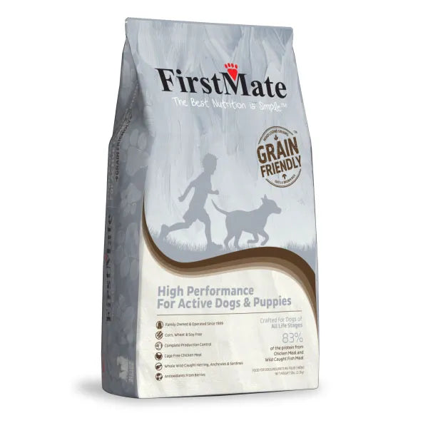 FirstMate High Performance Grain Friendly Dry Food for Active Dogs and Puppies bag
