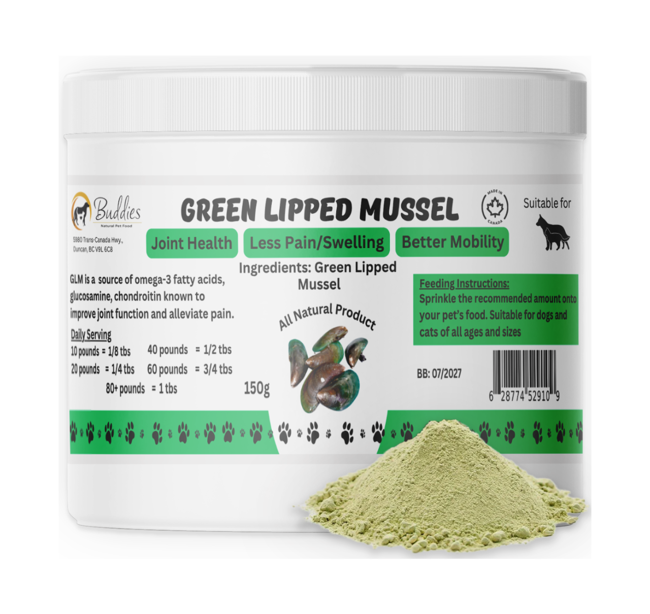 Buddies Green Lipped Mussel Powder
